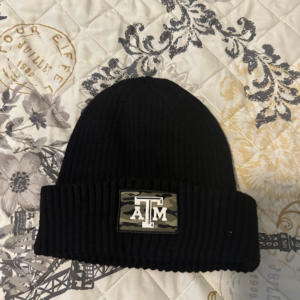 adidas Black Beanie with Camo Logo Patch